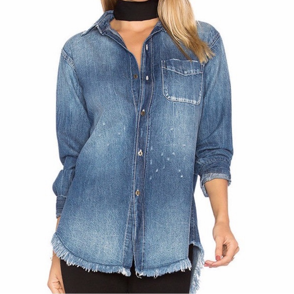 The Prep School Current Elliot Blue Denim Button-Up Shirt Women’s Size 1 (S)